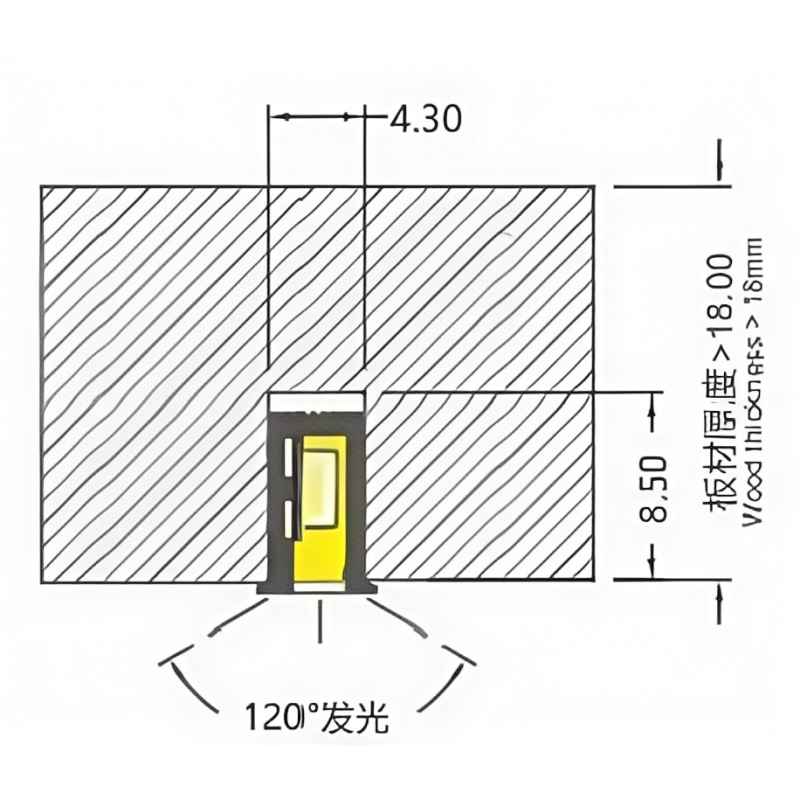 FW-S-0408A Recessed Mounted Silicone LED Neon Strip Light